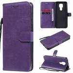 For Motorola Moto G9 Play Solid Color Horizontal Flip Protective Leather Case with Holder & Card Slots & Wallet & Photo Frame & Lanyard(Purple)