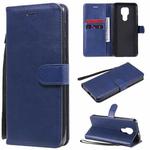 For Motorola Moto G9 Play Solid Color Horizontal Flip Protective Leather Case with Holder & Card Slots & Wallet & Photo Frame & Lanyard(Blue)