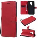 For Motorola Moto G9 Play Solid Color Horizontal Flip Protective Leather Case with Holder & Card Slots & Wallet & Photo Frame & Lanyard(Red)