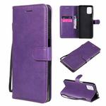 For Motorola Moto G9 Plus Solid Color Horizontal Flip Protective Leather Case with Holder & Card Slots & Wallet & Photo Frame & Lanyard(Purple)