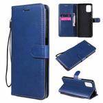 For Motorola Moto G9 Plus Solid Color Horizontal Flip Protective Leather Case with Holder & Card Slots & Wallet & Photo Frame & Lanyard(Blue)