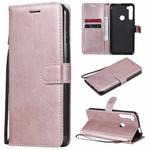 For Motorola Moto One Fuson Plus Solid Color Horizontal Flip Protective Leather Case with Holder & Card Slots & Wallet & Photo Frame & Lanyard(Rose Gold)