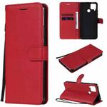 For OPPO Realme C15 Solid Color Horizontal Flip Protective Leather Case with Holder & Card Slots & Wallet & Photo Frame & Lanyard(Red)