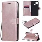 For OPPO Realme C15 Solid Color Horizontal Flip Protective Leather Case with Holder & Card Slots & Wallet & Photo Frame & Lanyard(Rose Gold)
