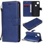 For Google Pixel 4a Solid Color Horizontal Flip Protective Leather Case with Holder & Card Slots & Wallet & Photo Frame & Lanyard(Blue)