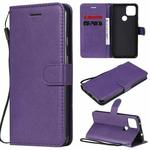 For Google Pixel 5 XL Solid Color Horizontal Flip Protective Leather Case with Holder & Card Slots & Wallet & Photo Frame & Lanyard(Purple)