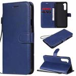For OnePlus Nord Solid Color Horizontal Flip Protective Leather Case with Holder & Card Slots & Wallet & Photo Frame & Lanyard(Blue)