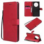 For Huawei Mate 40 Pro Solid Color Horizontal Flip Protective Leather Case with Holder & Card Slots & Wallet & Photo Frame & Lanyard(Red)