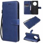 For Huawei Mate 40 Solid Color Horizontal Flip Protective Leather Case with Holder & Card Slots & Wallet & Photo Frame & Lanyard(Blue)