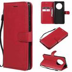 For Huawei Mate 40 Solid Color Horizontal Flip Protective Leather Case with Holder & Card Slots & Wallet & Photo Frame & Lanyard(Red)