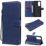 For Huawei Honor Play4 Solid Color Horizontal Flip Protective Leather Case with Holder & Card Slots & Wallet & Photo Frame & Lanyard(Blue)