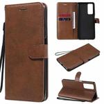 For Huawei Honor Play4 Solid Color Horizontal Flip Protective Leather Case with Holder & Card Slots & Wallet & Photo Frame & Lanyard(Brown)
