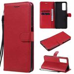 For Huawei Honor Play4 Solid Color Horizontal Flip Protective Leather Case with Holder & Card Slots & Wallet & Photo Frame & Lanyard(Red)