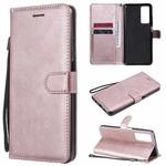 For Huawei Honor Play4 Solid Color Horizontal Flip Protective Leather Case with Holder & Card Slots & Wallet & Photo Frame & Lanyard(Rose Gold)