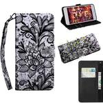 For Motorola Moto G9 Play 3D Painted Pattern Horizontal Flip TPU + PU Leather Case with Holder & Card Slots & Wallet & Lanyard(Black Lace)