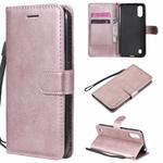 For Samsung Galaxy A01 Solid Color Horizontal Flip Protective Leather Case with Holder & Card Slots & Wallet & Photo Frame & Lanyard(Rose Gold)