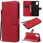For Samsung Galaxy M31s Solid Color Horizontal Flip Protective Leather Case with Holder & Card Slots & Wallet & Photo Frame & Lanyard(Red)