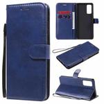 For Samsung Galaxy S20 Lite / S20 FE 5G / S20 Fan Edition Solid Color Horizontal Flip Protective Leather Case with Holder & Card Slots & Wallet & Photo Frame & Lanyard(Blue)