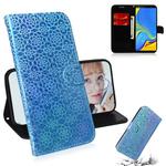 For Galaxy A9 2018 Solid Color Colorful Magnetic Buckle Horizontal Flip PU Leather Case with Holder & Card Slots & Wallet & Lanyard(Blue)