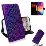 For Galaxy A50 Solid Color Colorful Magnetic Buckle Horizontal Flip PU Leather Case with Holder & Card Slots & Wallet & Lanyard(Purple)