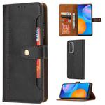 For Huawei P smart 2021 Calf Texture Double Fold Clasp Horizontal Flip Leather Case with Photo Frame & Holder & Card Slots & Wallet(Black)