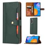 For Huawei P smart 2021 Calf Texture Double Fold Clasp Horizontal Flip Leather Case with Photo Frame & Holder & Card Slots & Wallet(Green)