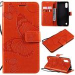 For Samsung Galaxy A01 3D Butterflies Embossing Pattern Horizontal Flip Leather Case with Holder & Card Slot & Wallet(Orange)