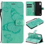 For Samsung Galaxy M01 3D Butterflies Embossing Pattern Horizontal Flip Leather Case with Holder & Card Slot & Wallet(Green)