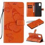 For Samsung Galaxy M51 3D Butterflies Embossing Pattern Horizontal Flip Leather Case with Holder & Card Slot & Wallet(Orange)