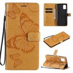 For Samsung Galaxy M51 3D Butterflies Embossing Pattern Horizontal Flip Leather Case with Holder & Card Slot & Wallet(Yellow)