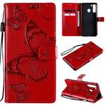 For Samsung Galaxy A21 3D Butterflies Embossing Pattern Horizontal Flip Leather Case with Holder & Card Slot & Wallet(Red)