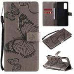 For Samsung Galaxy S20 FE 5G / S20 Lite 3D Butterflies Embossing Pattern Horizontal Flip Leather Case with Holder & Card Slot & Wallet(Gray)