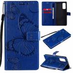 For Samsung Galaxy S20 FE 5G / S20 Lite 3D Butterflies Embossing Pattern Horizontal Flip Leather Case with Holder & Card Slot & Wallet(Blue)