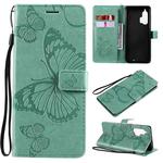 For Motorola Edge+ 3D Butterflies Embossing Pattern Horizontal Flip Leather Case with Holder & Card Slot & Wallet(Green)
