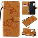 For Motorola Edge+ 3D Butterflies Embossing Pattern Horizontal Flip Leather Case with Holder & Card Slot & Wallet(Yellow)