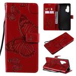 For Motorola Edge+ 3D Butterflies Embossing Pattern Horizontal Flip Leather Case with Holder & Card Slot & Wallet(Red)