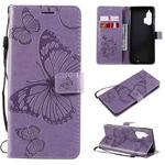 For Motorola Edge+ 3D Butterflies Embossing Pattern Horizontal Flip Leather Case with Holder & Card Slot & Wallet(Purple)