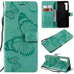 For Motorola Edge 3D Butterflies Embossing Pattern Horizontal Flip Leather Case with Holder & Card Slot & Wallet(Green)