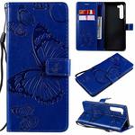 For Motorola Edge 3D Butterflies Embossing Pattern Horizontal Flip Leather Case with Holder & Card Slot & Wallet(Blue)