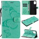 For Motorola Moto G9 Plus 3D Butterflies Embossing Pattern Horizontal Flip Leather Case with Holder & Card Slot & Wallet(Green)