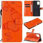 For Motorola Moto G9 Plus 3D Butterflies Embossing Pattern Horizontal Flip Leather Case with Holder & Card Slot & Wallet(Orange)