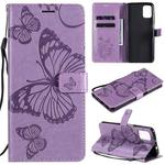 For Motorola Moto G9 Plus 3D Butterflies Embossing Pattern Horizontal Flip Leather Case with Holder & Card Slot & Wallet(Purple)