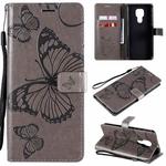 For Motorola Moto G9 Play 3D Butterflies Embossing Pattern Horizontal Flip Leather Case with Holder & Card Slot & Wallet(Gray)