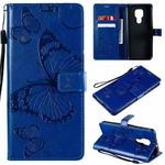 For Motorola Moto G9 Play 3D Butterflies Embossing Pattern Horizontal Flip Leather Case with Holder & Card Slot & Wallet(Blue)