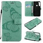 For Motorola Moto One Fusion Plus 3D Butterflies Embossing Pattern Horizontal Flip Leather Case with Holder & Card Slot & Wallet(Green)