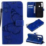 For Motorola Moto One Fusion Plus 3D Butterflies Embossing Pattern Horizontal Flip Leather Case with Holder & Card Slot & Wallet(Blue)