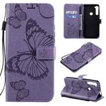 For Motorola Moto One Fusion Plus 3D Butterflies Embossing Pattern Horizontal Flip Leather Case with Holder & Card Slot & Wallet(Purple)