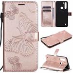 For Motorola Moto One Fusion 3D Butterflies Embossing Pattern Horizontal Flip Leather Case with Holder & Card Slot & Wallet(Rose Gold)
