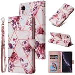 For iPhone XR Marble Bronzing Stitching Horizontal Flip PU Leather Case with Holder & Card Slots & Wallet & Photo Frame(Rose Gold)