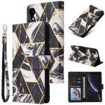 For iPhone X / XS Marble Bronzing Stitching Horizontal Flip PU Leather Case with Holder & Card Slots & Wallet & Photo Frame(Black)